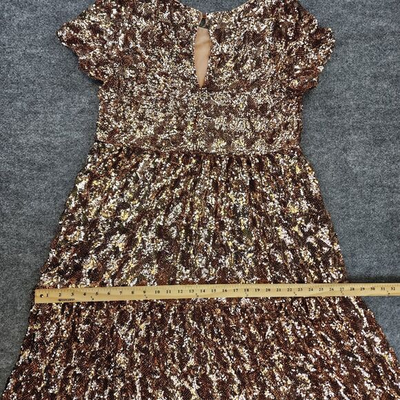 Anthropologie MAEVE Dress Womens Medium Pink Bernadette Sequin Tiered Midi Heavy - Picture 10 of 16